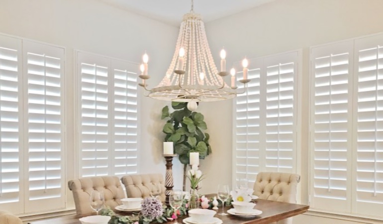 Polywood shutters in a Seattle dining room.